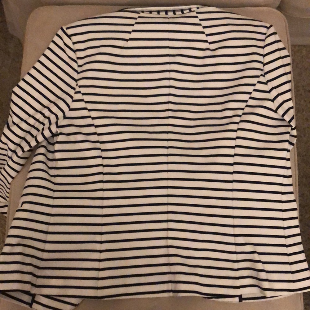 Christian Siriano navy blue stripes cotton blazer - Picture 4 of 5
